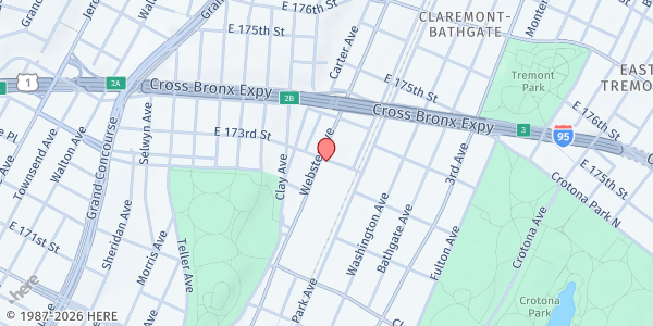 Map showing Joshua And Caleb Ministries Inc - Bronx at 1688 Webster Ave, Bronx, NY