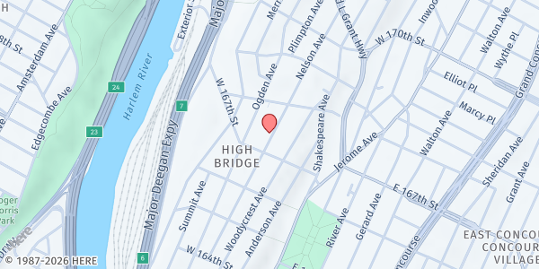 Map showing LOVE WINS NYC at PSS at 1181 NELSON AVENUE - 2ND FL, Bronx, NY