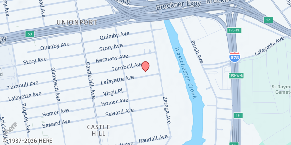 Map showing LT Works NYC Food Pantry at 2347 LAFAYETTE AVENUE, Bronx, NY