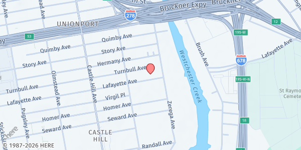 Map showing LT Works NYC Food Pantry at 2347 Lafayette Ave, Bronx, NY