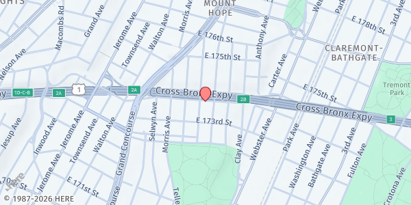Map showing Mana Del Cielo at 238 EAST 174TH STREET, Bronx, NY