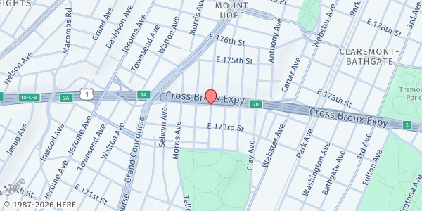 Map showing MANA DEL CIELO at 1700 Weeks Avenue , Bronx, NY