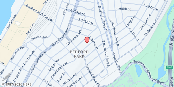 Map showing Masjidus Sabur Community Center at 2975 BAINBRIDGE AVENUE, Bronx, NY