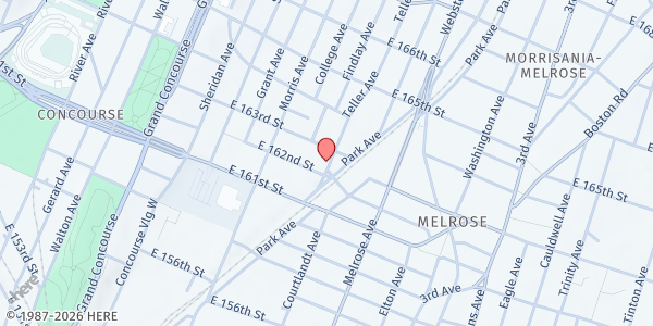Map showing MisStaten Islandonary Church of Christ, Inc. at 937 Teller Avenue, Bronx, NY