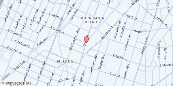 Map showing Momentum Project at E 165th St, Bronx, NY