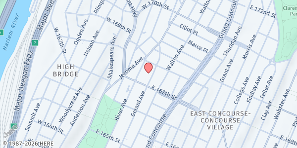 Map showing Morrisania W.I.C. Program at 1225 Gerard Ave., The Bronx, NY