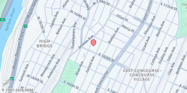 Map showing Morrisania WIC at 1225 Gerard Ave, Bronx, NY