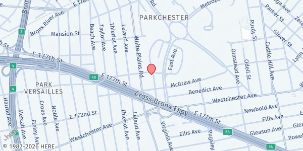 Map showing MUNA Social Service - Parkchester Islamic Center at 1375 VIRGINIA AVENUE, Bronx, NY