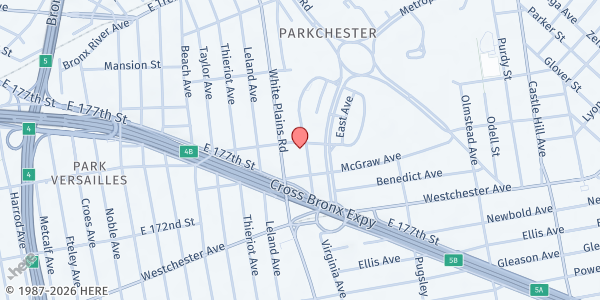 Map showing MUNA Social Service Parkchester Islamic Center at 1375 VIRGINIA AVENUE, Bronx, NY