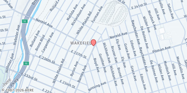 Map showing New Life Holiness Christian Ministries, Inc. - Bronx Location at 4401 Barnes Avenue, Bronx, NY