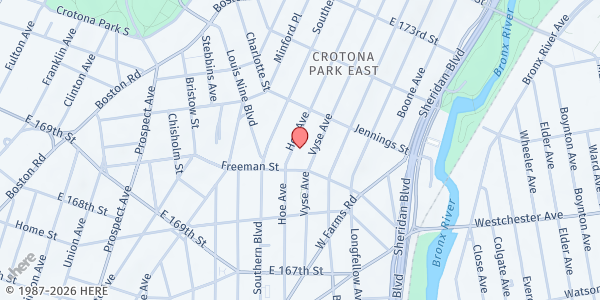Map showing New York Common Pantry, Bronx at 1290 HOE AVENUE, Bronx, NY