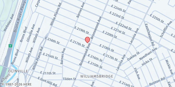 Map showing North Bronx SDA Church at 3743 Bronxwood Avenue, Bronx, NY