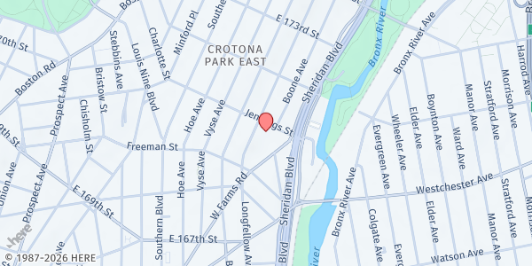 Map showing P811x Healthy Choice Farm Stand at 1434 Longfellow Ave., Bronx, NY