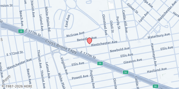 Map showing Parkchester WIC - Morris Heights Health Center at 2019 Westchester Ave, Bronx, NY
