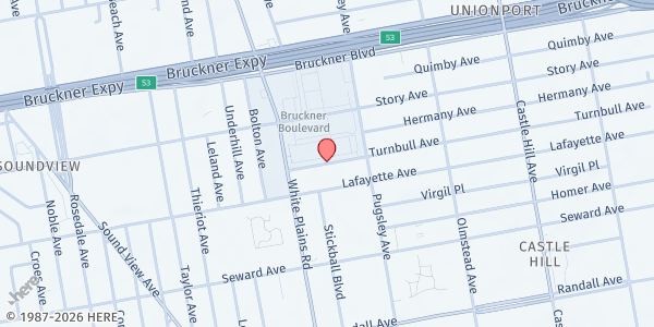 Map showing Rap4Bronx Mobile Pantry - Turnbull Avenue at 1957 Turnbull Avenue, Bronx, NY