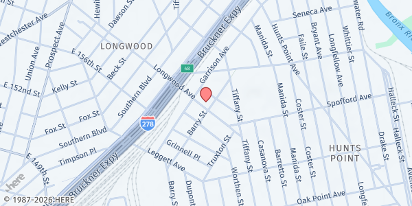 Map showing RCCG Chapel of the Great Restorer at 1121 Longwood Ave, Bronx, NY