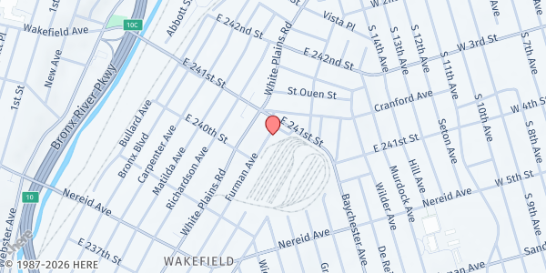 Map showing RCCG Tabernacle of Restoration at 4640 Furman Avenue, Bronx, NY