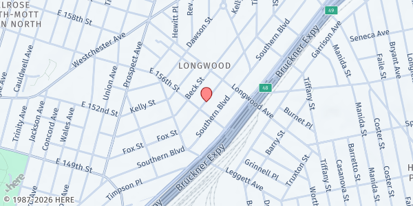 Map showing Ruth Fernandez Family Residence at 760 FOX STREET, Bronx, NY