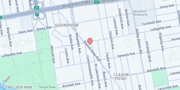 Map showing Soundview Presbyterian Church at Soundview Presbyterian Church, Bronx, NY