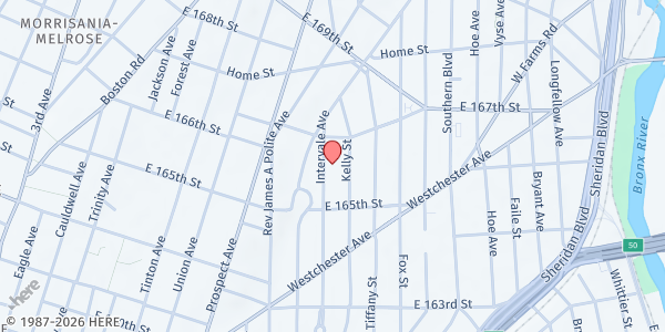 Map showing Spanish Intervale SDA Church at 1064 Intervale Ave, Bronx, NY