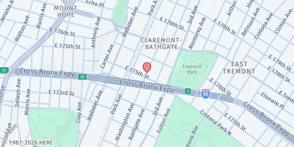 Map showing Spanish Washington Ave. S.D.A. Church at 1815 Washington Ave., The Bronx, NY