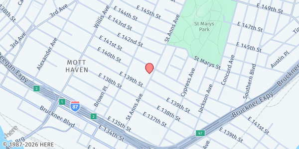 Map showing St. Ann's Church at 295 ST. ANN'S AVENUE, Bronx, NY