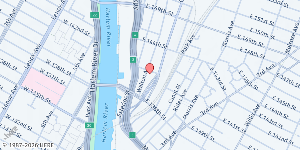 Map showing St. Ann's Corner of Harm Reduction at 886 Westchester Ave., The Bronx, NY