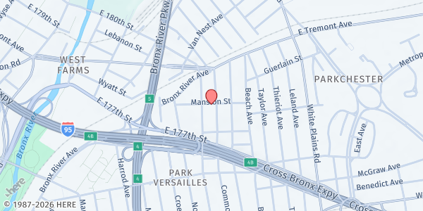 Map showing ST. ANTHONY'S CHURCH at 1750 MANSION STREET, Bronx, NY