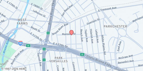 Map showing St. Anthony's Church at 1496 Commonwealth Ave., Bronx, NY