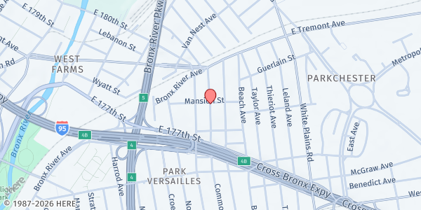 Map showing St. Anthony's Rectory at 1496 Commonwealth Ave., The Bronx, NY