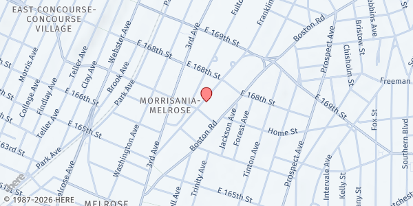 Map showing St. Augustine Food Pantry at 1168 Franklin Avenue, Bronx, NY