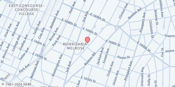 Map showing St. Augustine Food Pantry at 1168 Franklin Avenue, Bronx, NY