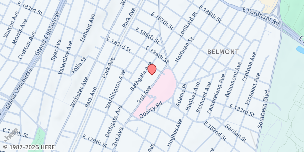 Map showing St Barnabas Hospital WIC at 4507 Third Ave, Bronx, NY