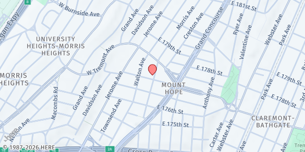 Map showing St. Edmunds Youth Programs Food Pantry at 1905 MORRIS AVENUE, Bronx, NY