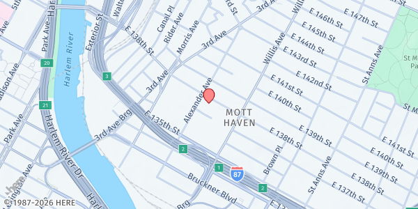 Map showing St. Jerome HANDS Community Center at 330 E. 138TH ST., Bronx, NY