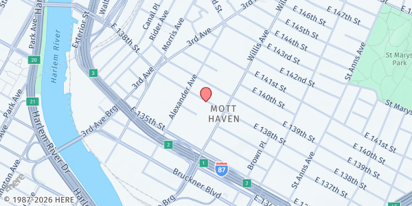 Map showing St. Jerome's Food Pantry at 330 East 138th Street, Bronx, NY