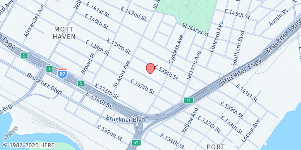 Map showing St Luke's Food Pantry  at 623 E 138th St, The Bronx, NY