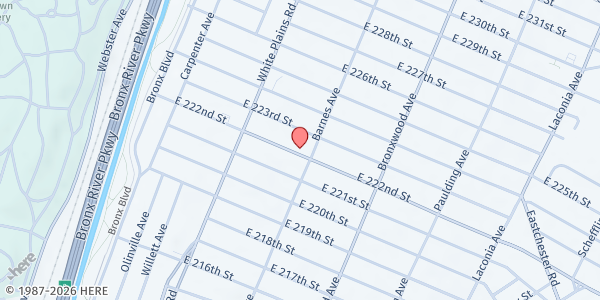 Map showing St. Luke's Senior and Community Program at 765 EAST 222ND STREET, Bronx, NY