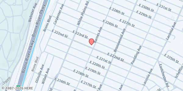 Map showing St. Luke's Senior Community Program at 765 E 222 Street, Bronx, NY