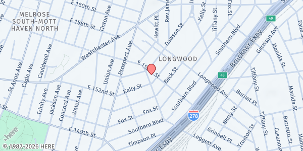 Map showing St. Margaret's Episcopal Church at 940 East 156th Street, Bronx, NY