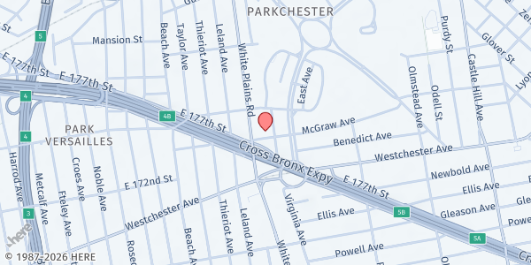 Map showing St. Paul's Lutheran Food Pantry at 1891 McGraw Ave., Bronx, NY
