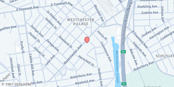 Map showing St. Peter's Episcopal Church at 2500 Westchester Avenue, Bronx, NY