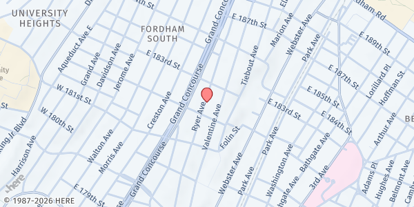 Map showing ST. SIMON STOCK FOOD PANTRY at 2250 RYER AVENUE, Bronx, NY