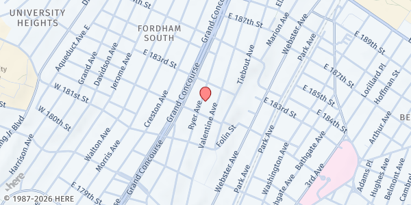 Map showing St Simon Stock Food Pantry at 2195 Valentine Ave, Bronx, NY