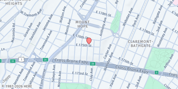 Map showing Tabernacle Of Joy Community Care Food Pantry at 1800 TOPPING AVENUE, Bronx, NY