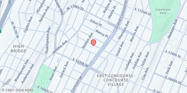 Map showing The Good Bag Ministry at 120 E 169th St, Bronx, NY