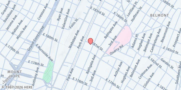 Map showing The Salvation Army Bronx Tremont  at 2121 Washington Ave, Bronx, NY