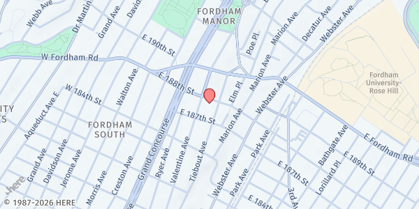 Map showing Union Community Health WIC - St Barnabas Hospital at 260 E 188th St - 1st Floor, Bronx, NY