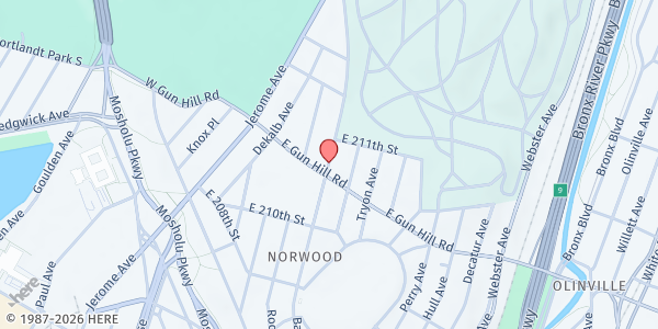 Map showing Unique People Services - Bronx at 3510 Bainbridge Avenue, Bronx, NY