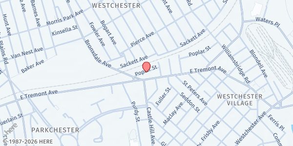 Map showing Unique People Services  at 2415 E Tremont Ave, Bronx, NY